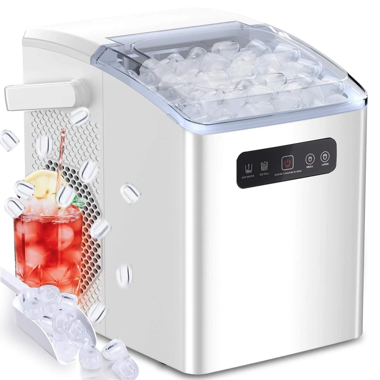 Countertop Ice Maker with Self-Cleaning, Portable Design & Ice Scoop
