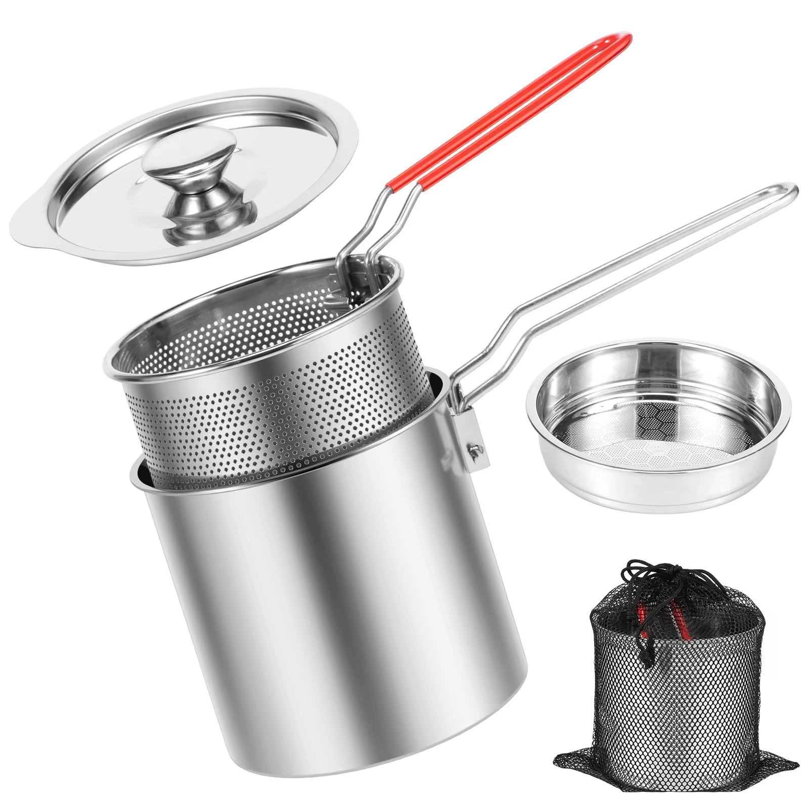 Stainless Steel Deep Fryer Pot Designed To Save Oil WITH Free Added Accessories! - homecomforts1
