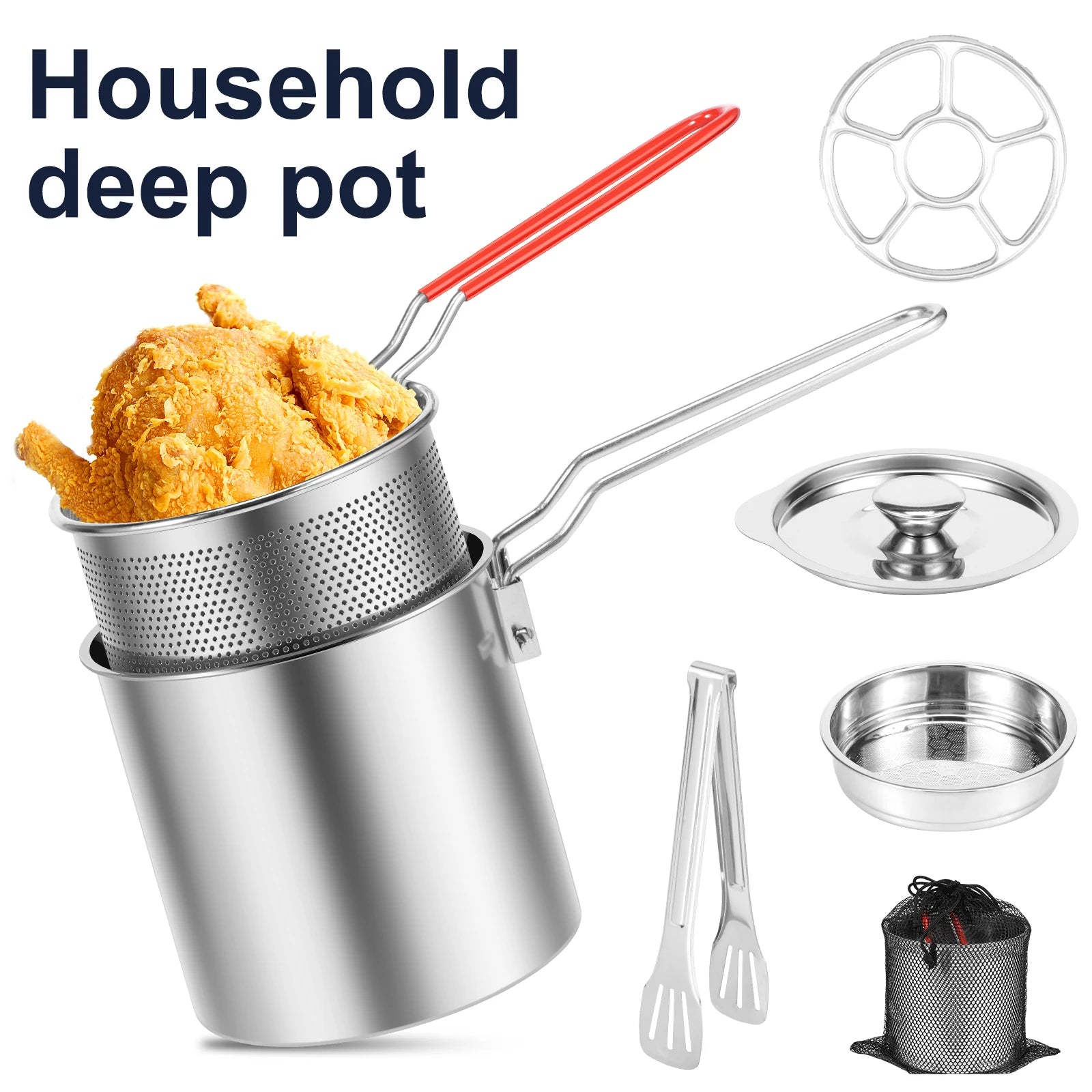 Stainless Steel Deep Fryer Pot Designed To Save Oil WITH Free Added Accessories! - homecomforts1