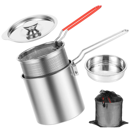 Stainless Steel Deep Fryer Pot Designed To Save Oil WITH Free Added Accessories! - homecomforts1