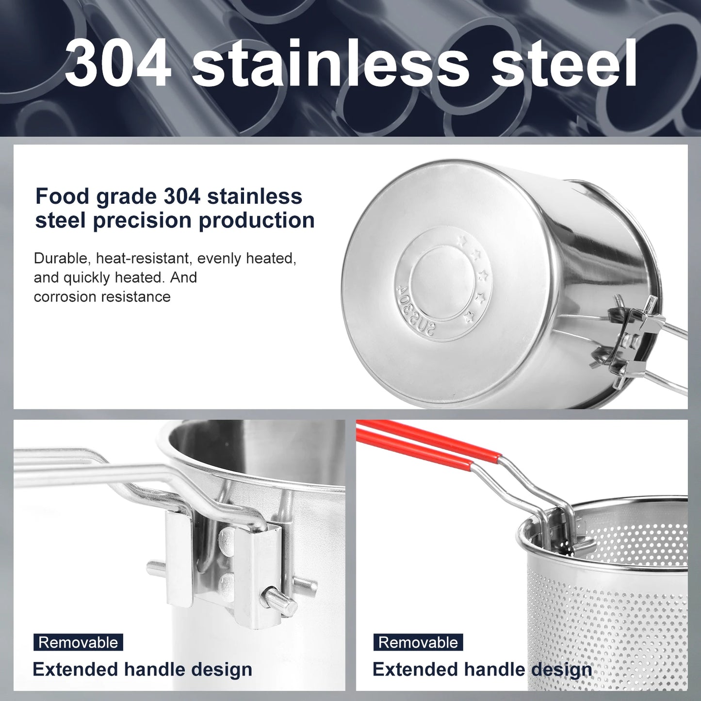 Stainless Steel Deep Fryer Pot Designed To Save Oil WITH Free Added Accessories! - homecomforts1