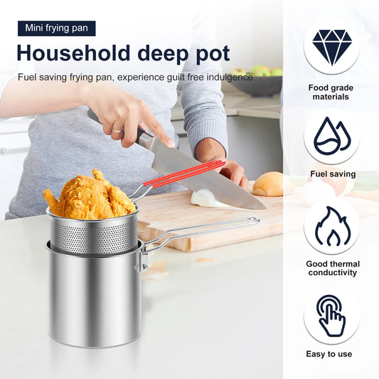 Stainless Steel Deep Fryer Pot Designed To Save Oil WITH Free Added Accessories! - homecomforts1