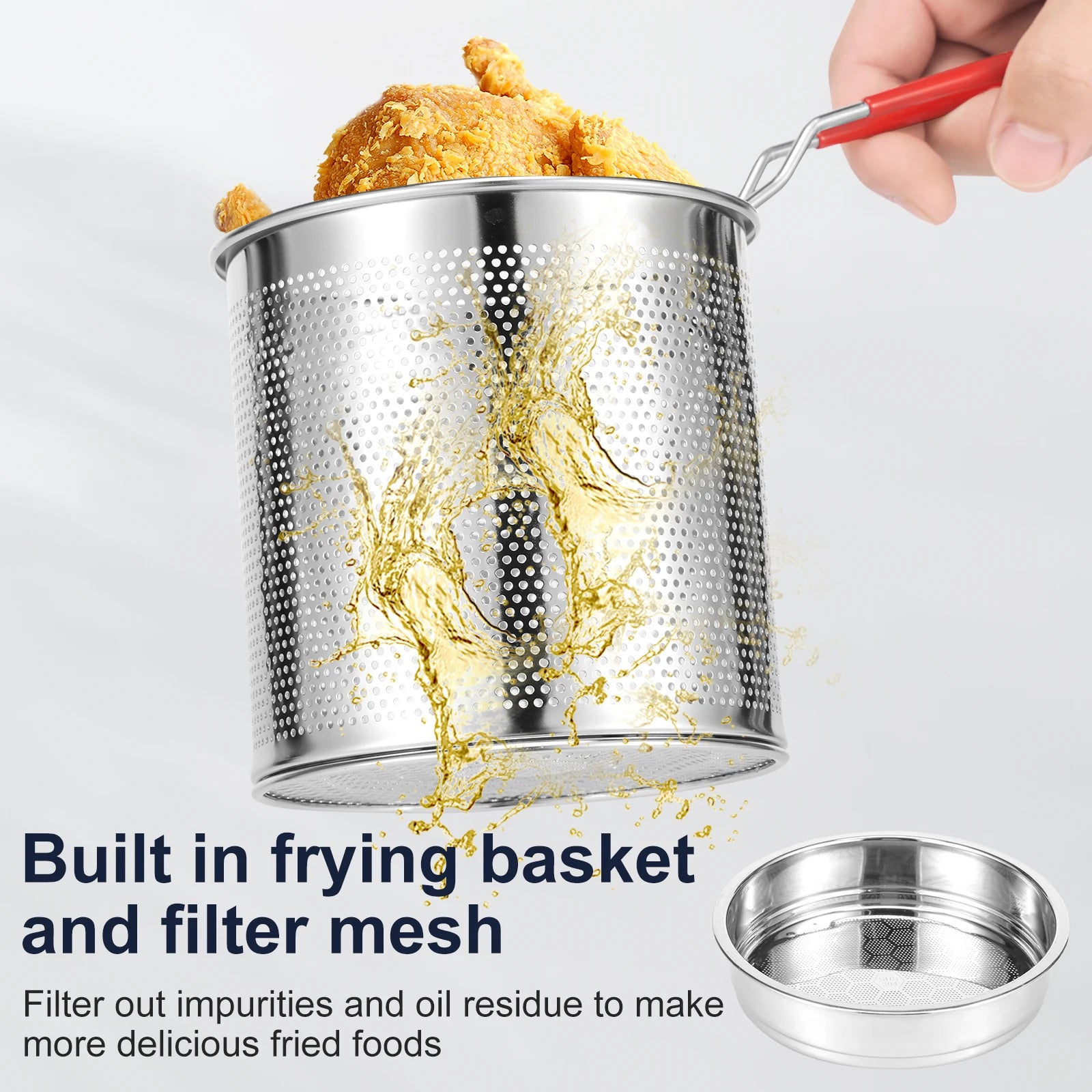 Stainless Steel Deep Fryer Pot Designed To Save Oil WITH Free Added Accessories! - homecomforts1