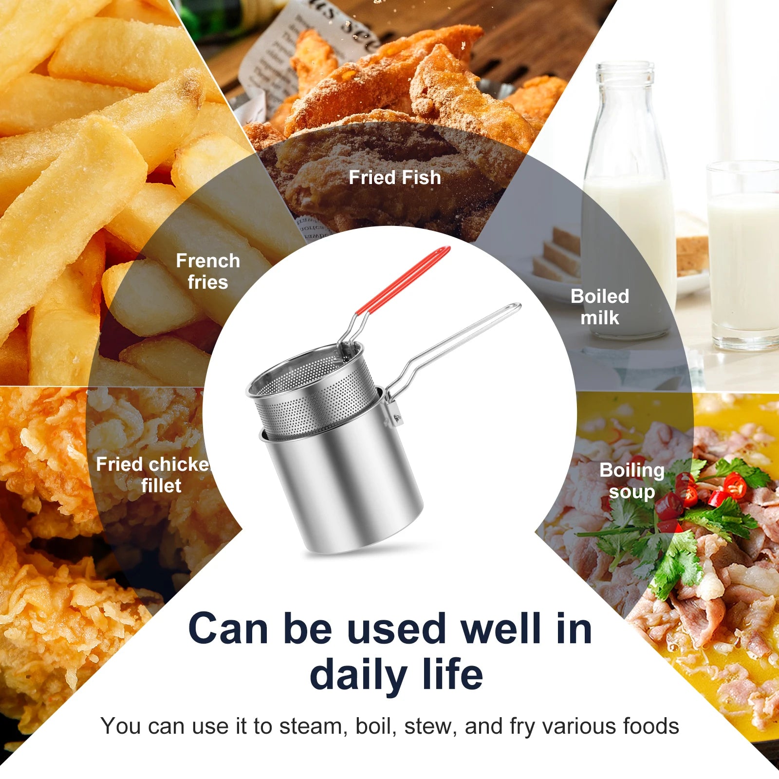 Stainless Steel Deep Fryer Pot Designed To Save Oil WITH Free Added Accessories! - homecomforts1