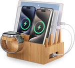 Bamboo Charging Station for Multi-Device with 4 Slots - homecomforts1