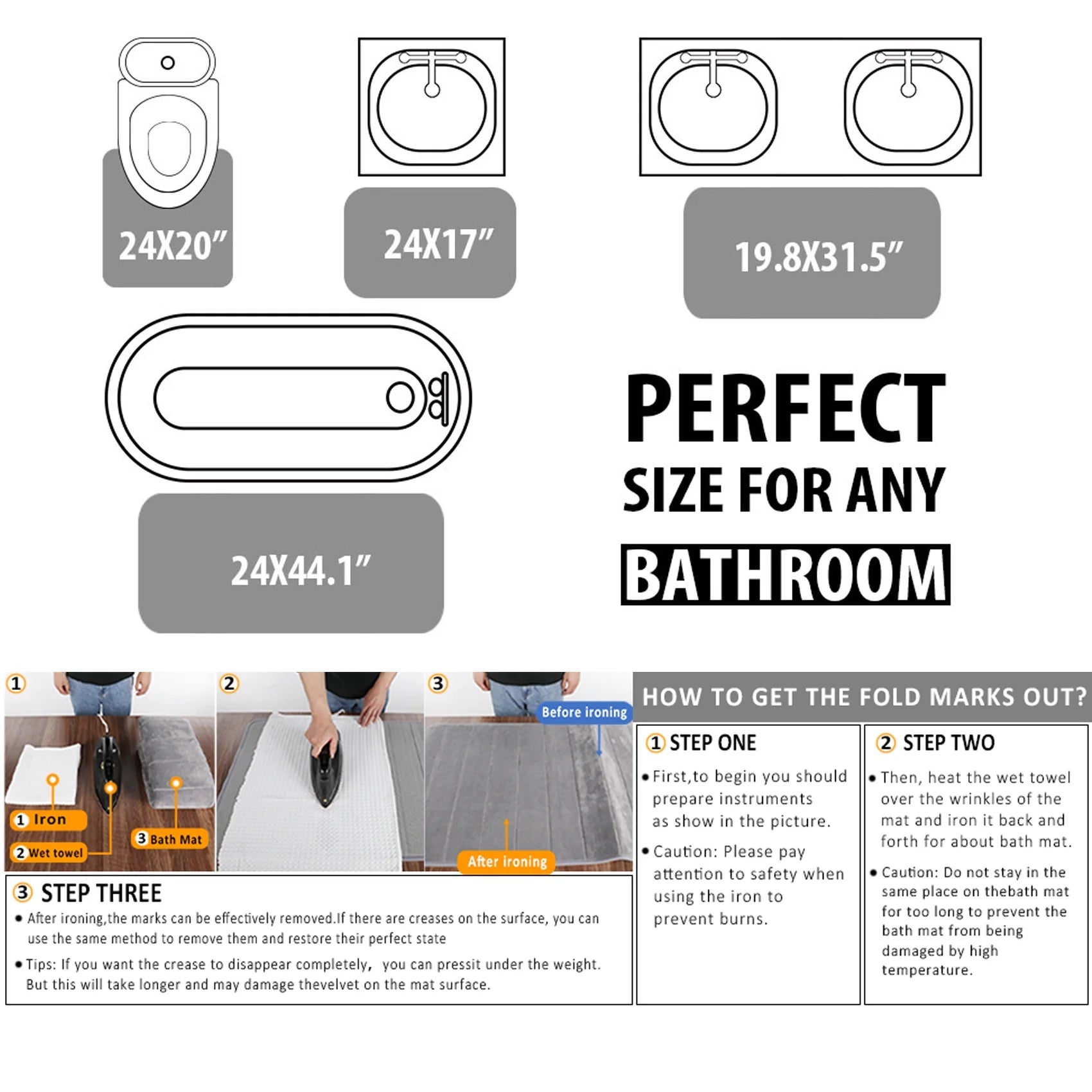 Memory Foam Bath Mat Set Of 3 - homecomforts1