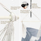 Hanging hammock chair with pillows showing strong metal spreader bar and adjustable suspension strap system