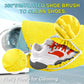 Yellow shoe washing bag for washing machine with 360 degree simulated shoe brush and fluffy fibers for cleaning